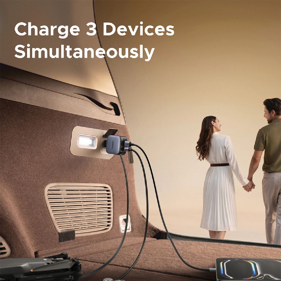 Cargador para Auto UGREEN EC603 90W con Cable Retráctil USB-C PD 3.0 y USB-A