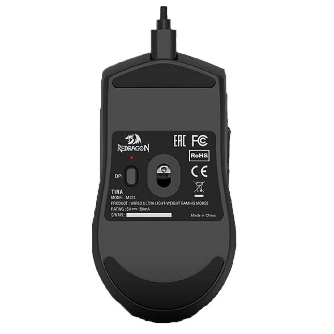 Mouse Gamer Ultraligero Redragon M724 King 1K 12400 DPI 42g con 5 Botones Programables