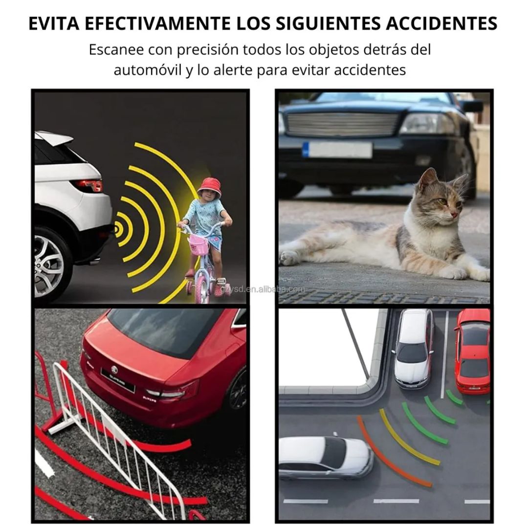 Sensor de Retroceso con Pantalla LED y Alarma Sonora Ultrasónica para Estacionamiento