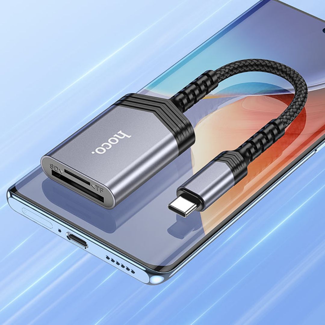 Lector de Tarjetas USB Tipo C a SD y Micro SD Hoco UA25 OTG 480 Mbps hasta 2TB