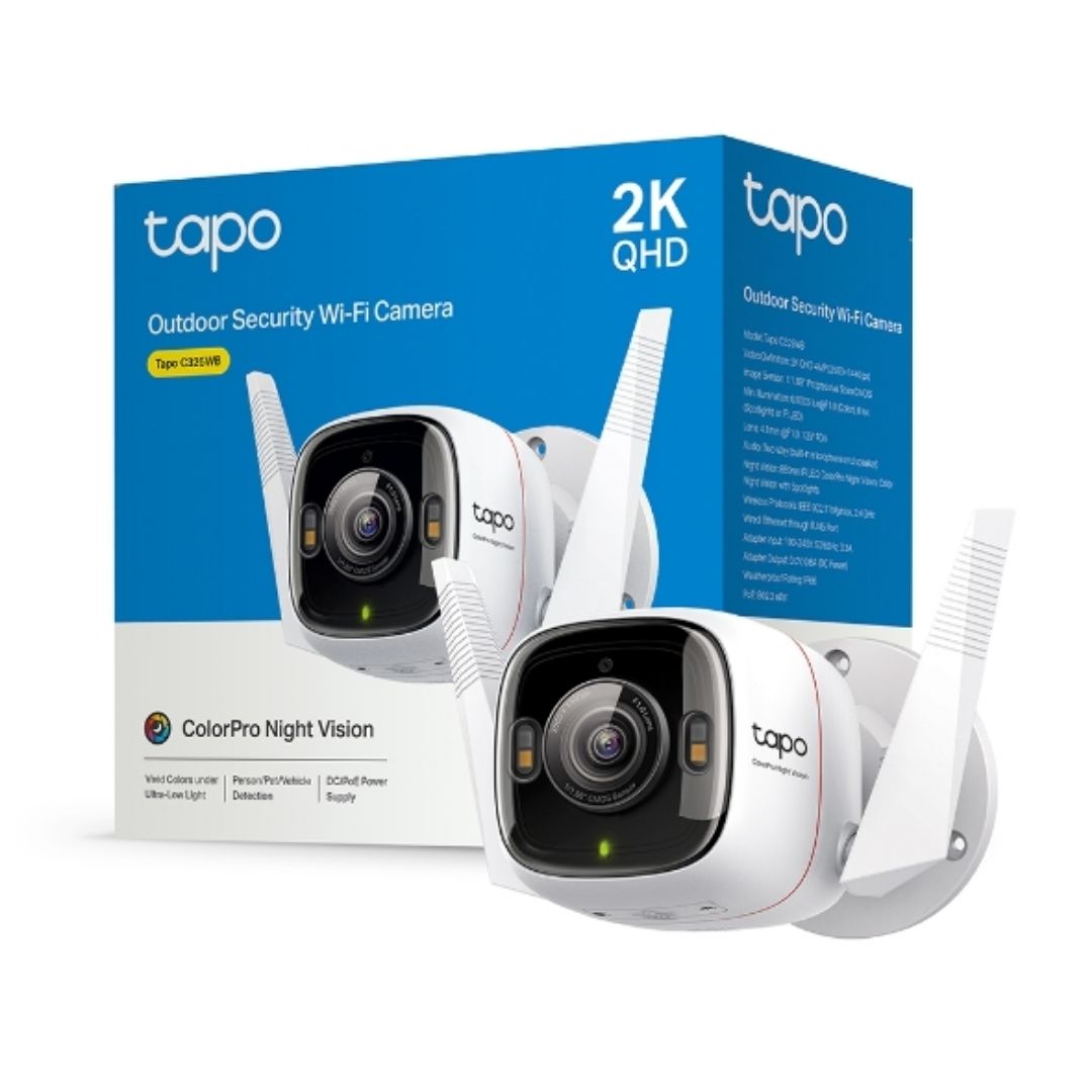 Cámara de Seguridad WiFi Exterior TP-Link Tapo C325WB 2K QHD ColorPro IA PoE