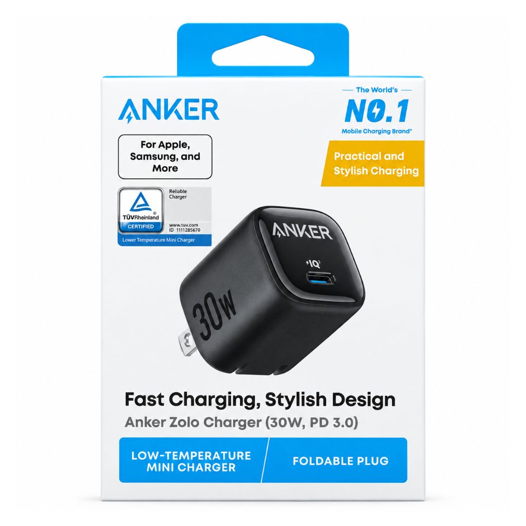 Cargador de Pared Anker Zolo 30W USB-C PD 3.0 Mini Plegable