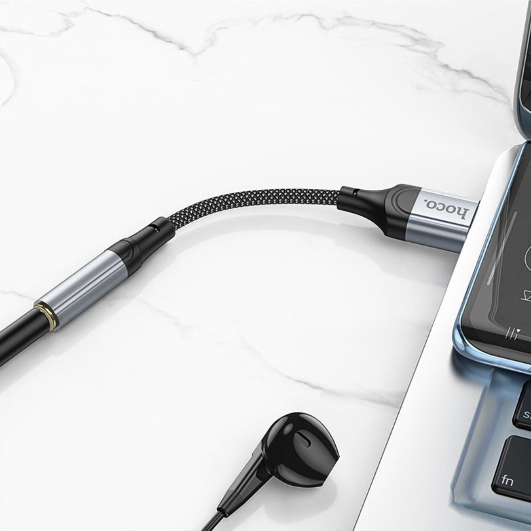 Adaptador USB-A a Jack 3.5 mm Hoco LS36 para Audífonos Micrófono y Llamadas