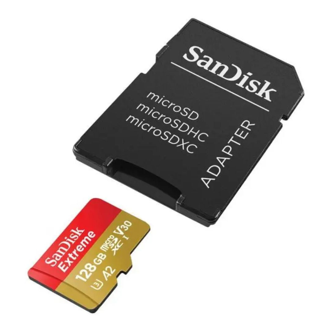Memoria microSD SanDisk Extreme 128GB V30 A2 190MB/s para Celular Cámara y Dron 4K