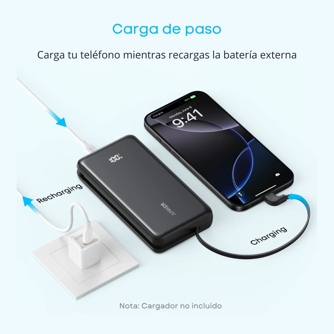 Power Bank Anker Zolo 20000mAh 22.5W Cable USB-C Integrado