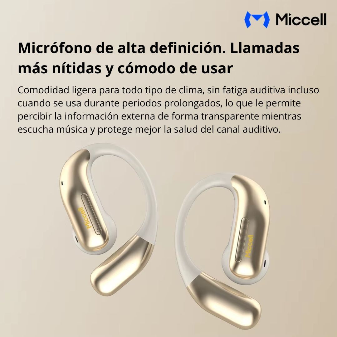Audífonos Bluetooth Oído Abierto con Clip Inalámbricos Estuche de Carga Miccell VQ-BH31