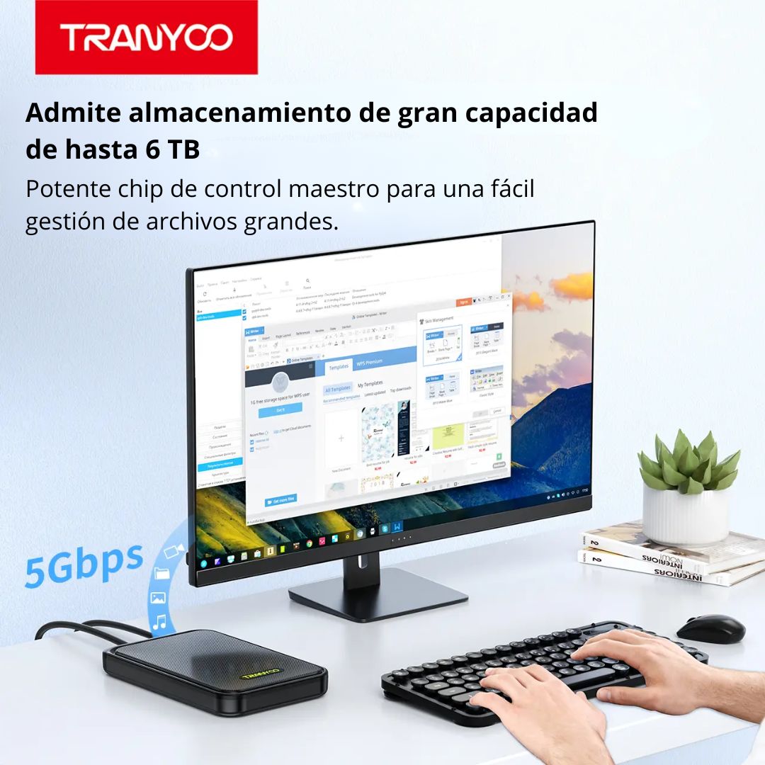 Carcasa para Disco Duro SATA 2.5" T-EP3 USB 3.0 de 5Gbps Compatible con HDD y SSD hasta 6TB