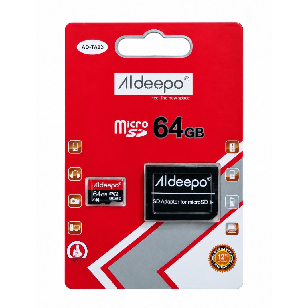 Memoria MicroSD Aldeepo 64GB Clase 10 con Adaptador SD