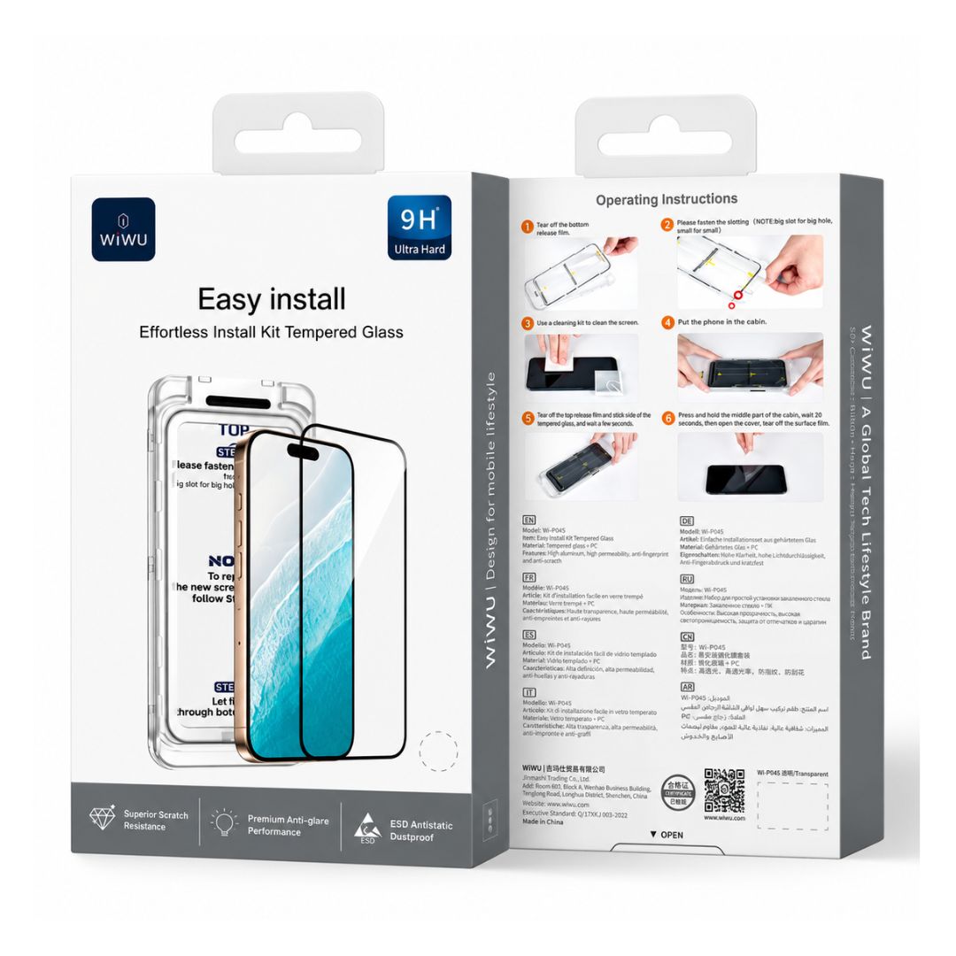 Protector de Pantalla WIWU iPhone 17 Pro Vidrio Templado 9H
