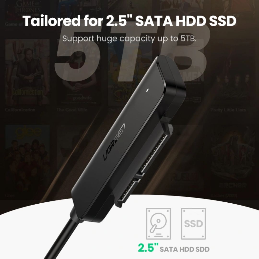 Adaptador USB 3.0 a SATA UGREEN CM321 para HDD SSD 2.5" con UASP 5Gbps