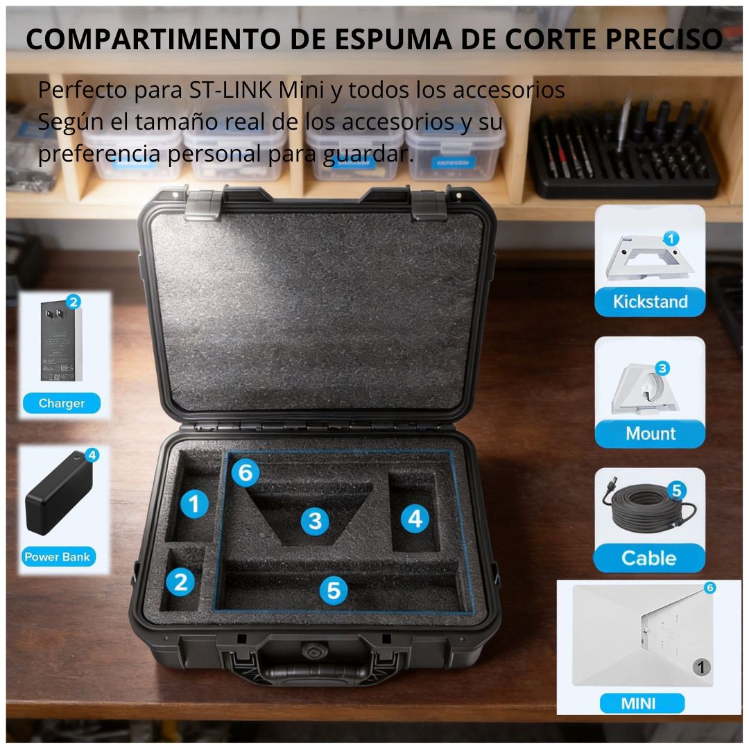 Maletín Rígido Protector para Starlink Mini IP67 con Espuma Interna XL-SNB03