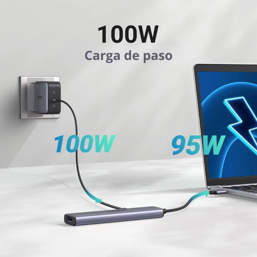 Hub USB-C 5 en 1 UGREEN CM478 HDMI 4K 30Hz USB 3.0 PD 100W para Laptop