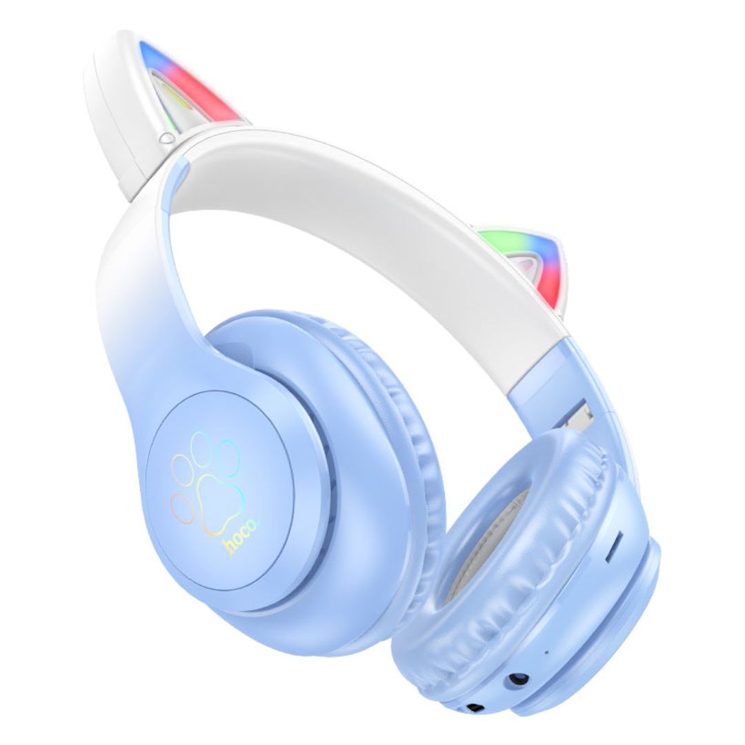 Audífonos Bluetooth Hoco W42 Cat Ears con Luces RGB TF AUX y Micrófono