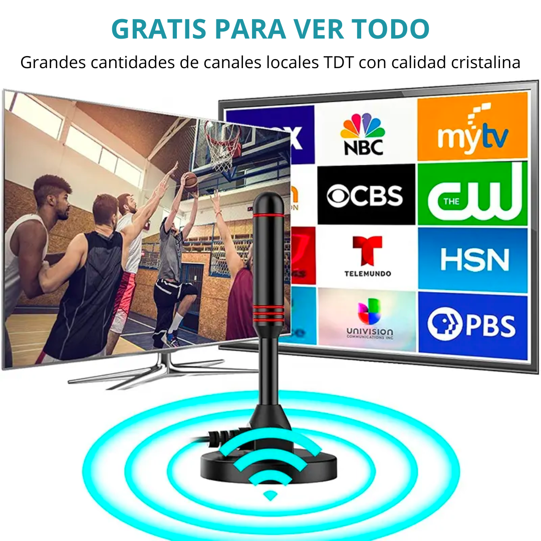 Antena Digital TV Full HD con Base Magnética y Recepción 360°