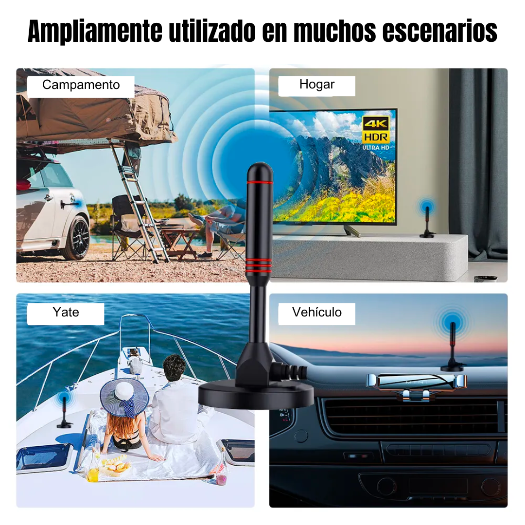 Antena Digital TV Full HD con Base Magnética y Recepción 360°