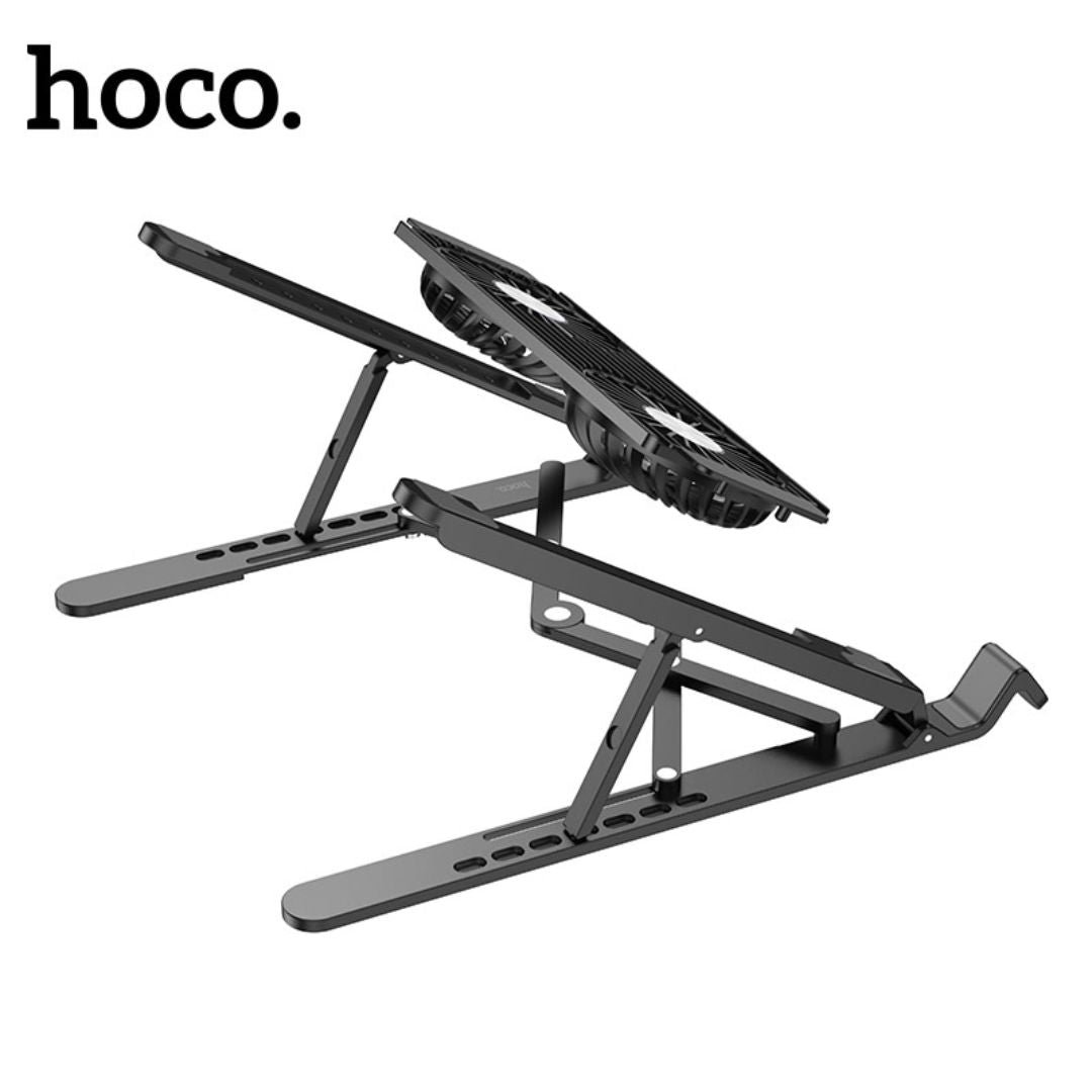 Soporte para Laptop Hoco DH17 Plegable Ajustable con Ventilador RGB para Portátiles de hasta 17.3 Pulgadas