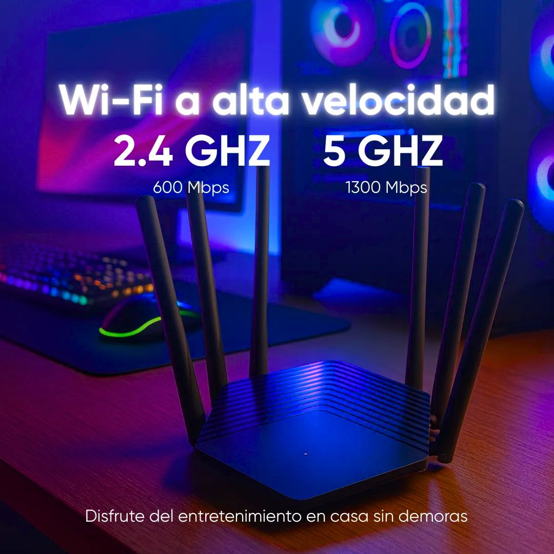 Router WiFi AC1900 Doble Banda Gigabit Mercusys MR50G 1900Mbps 6 Antenas