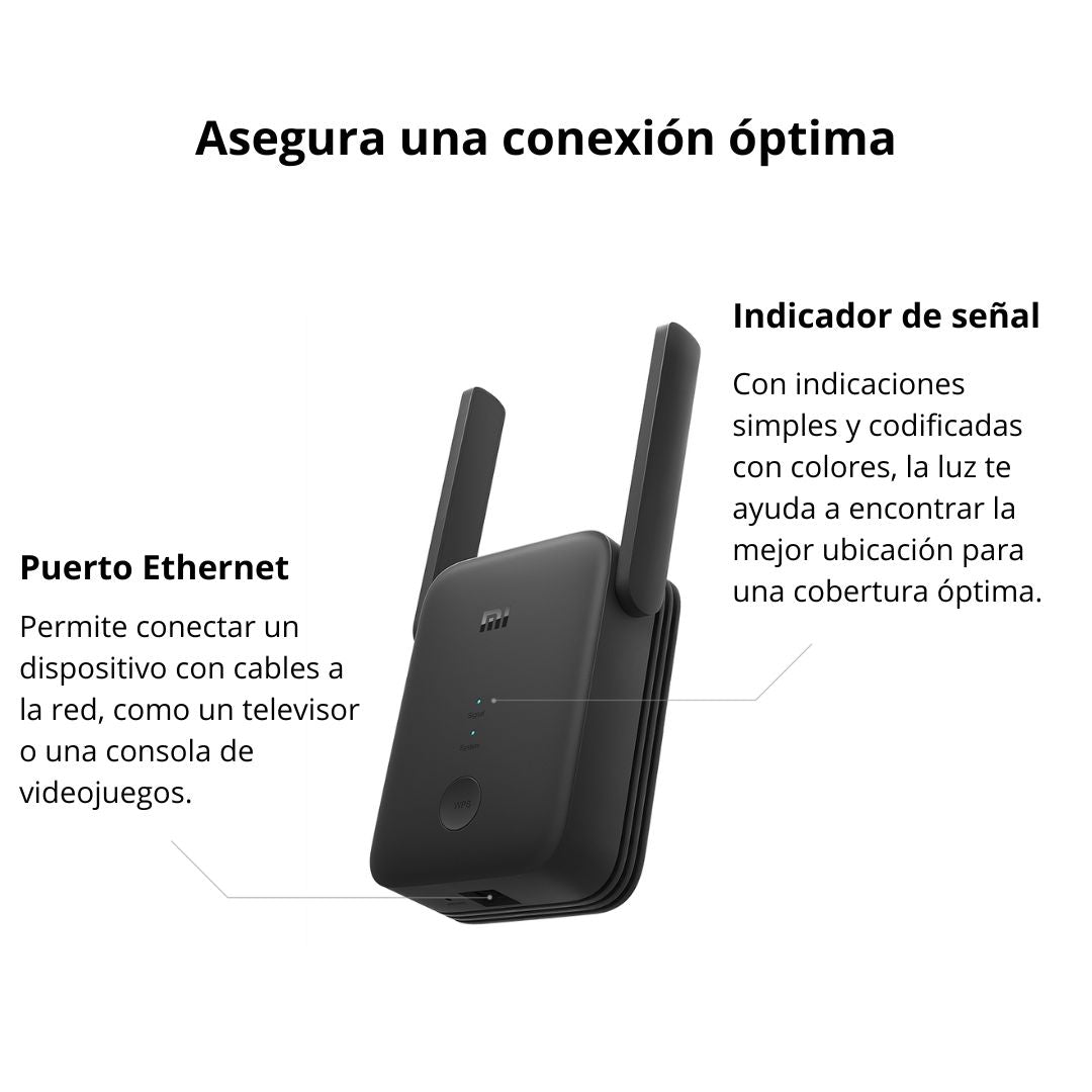 Repetidor WiFi Xiaomi AC1200 Dual Band con Puerto Ethernet y Modo AP