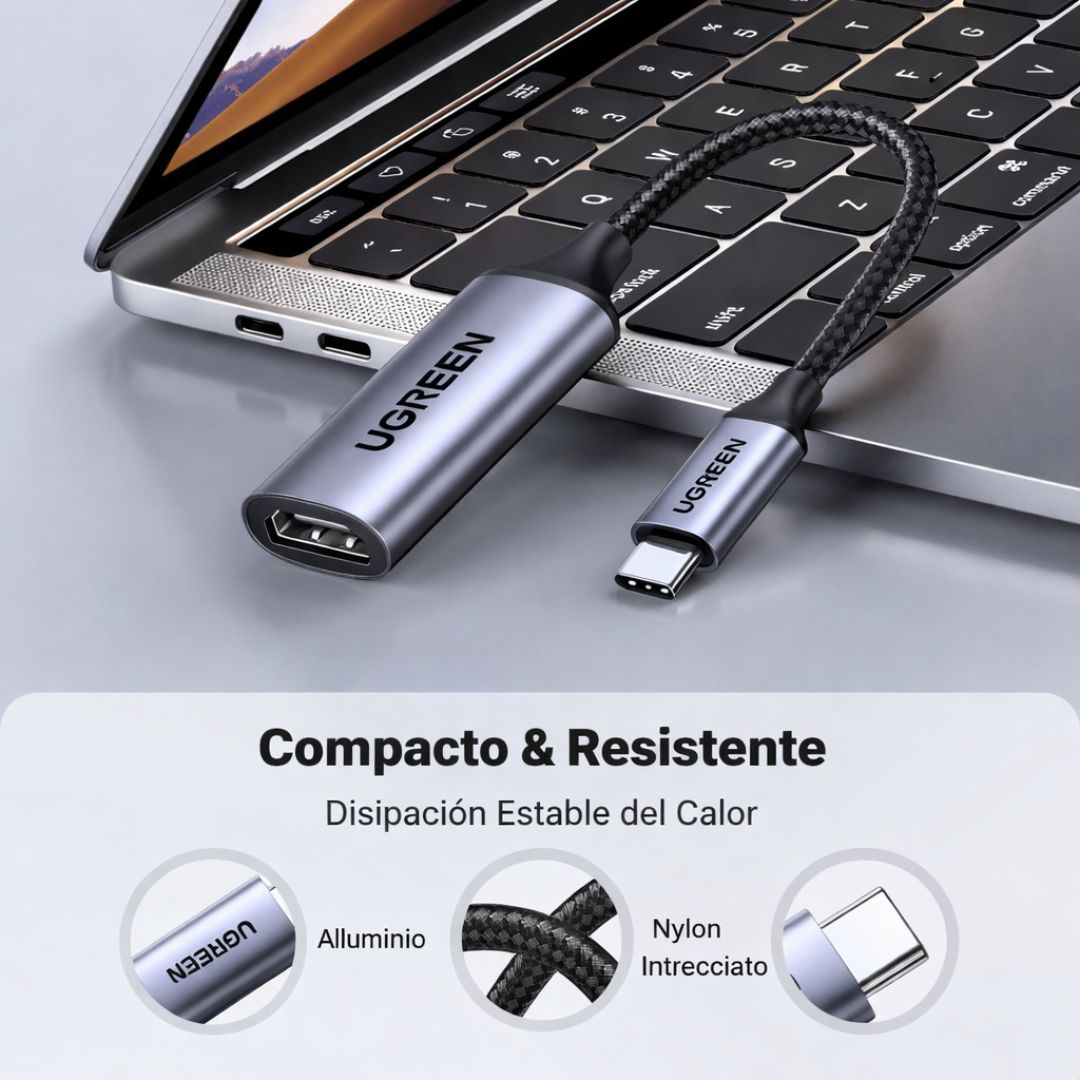 Adaptador USB-C a HDMI UGREEN 4K 60Hz para Laptop MacBook DeX 10cm CM297