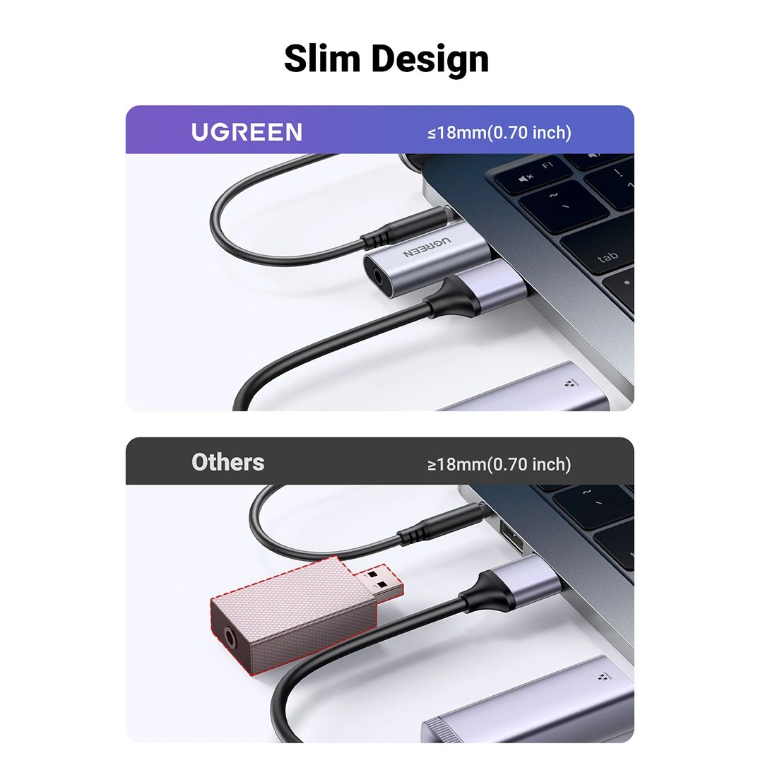 Adaptador de Audio USB UGREEN CM383 con Micrófono y Jack 3.5 mm para PC PS5