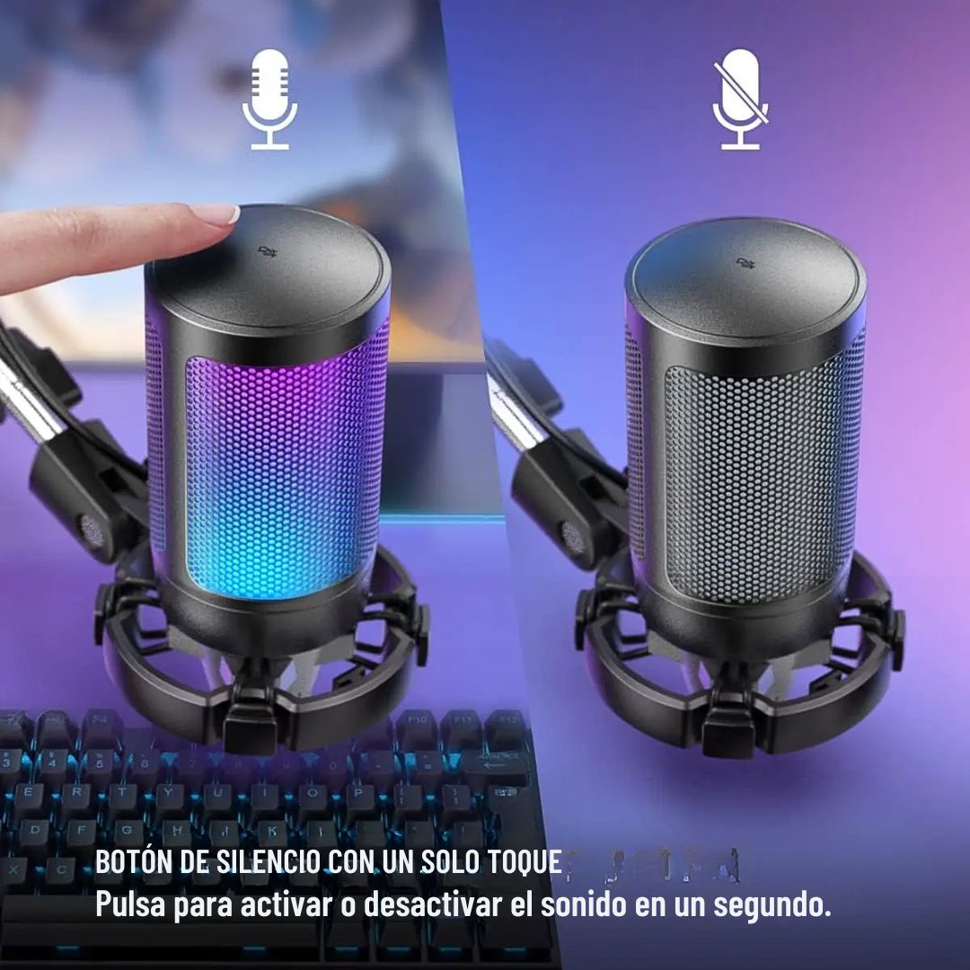 Micrófono Gamer FIFINE AmpliGame A6T RGB USB para Streaming con Brazo y Antipop