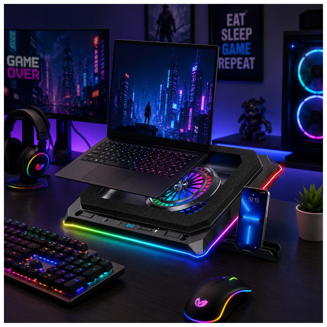 Cooler para Laptop AirBoom Revolution AB-057 RGB 17” con Soporte Celular