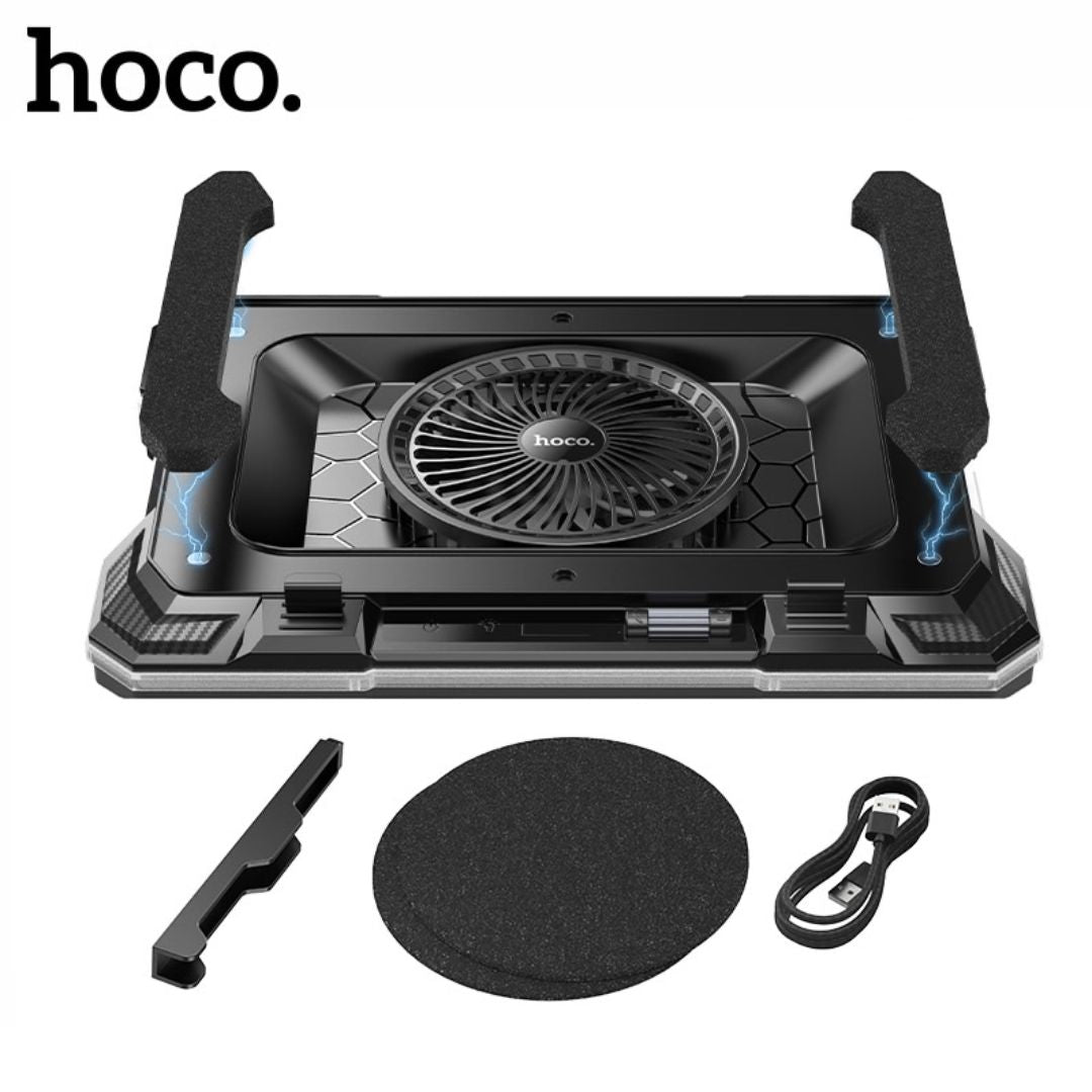 Cooler para Laptop Hoco DH20 RGB Ajustable con Ventilador Grande para Portátiles de 14 a 19 Pulgadas