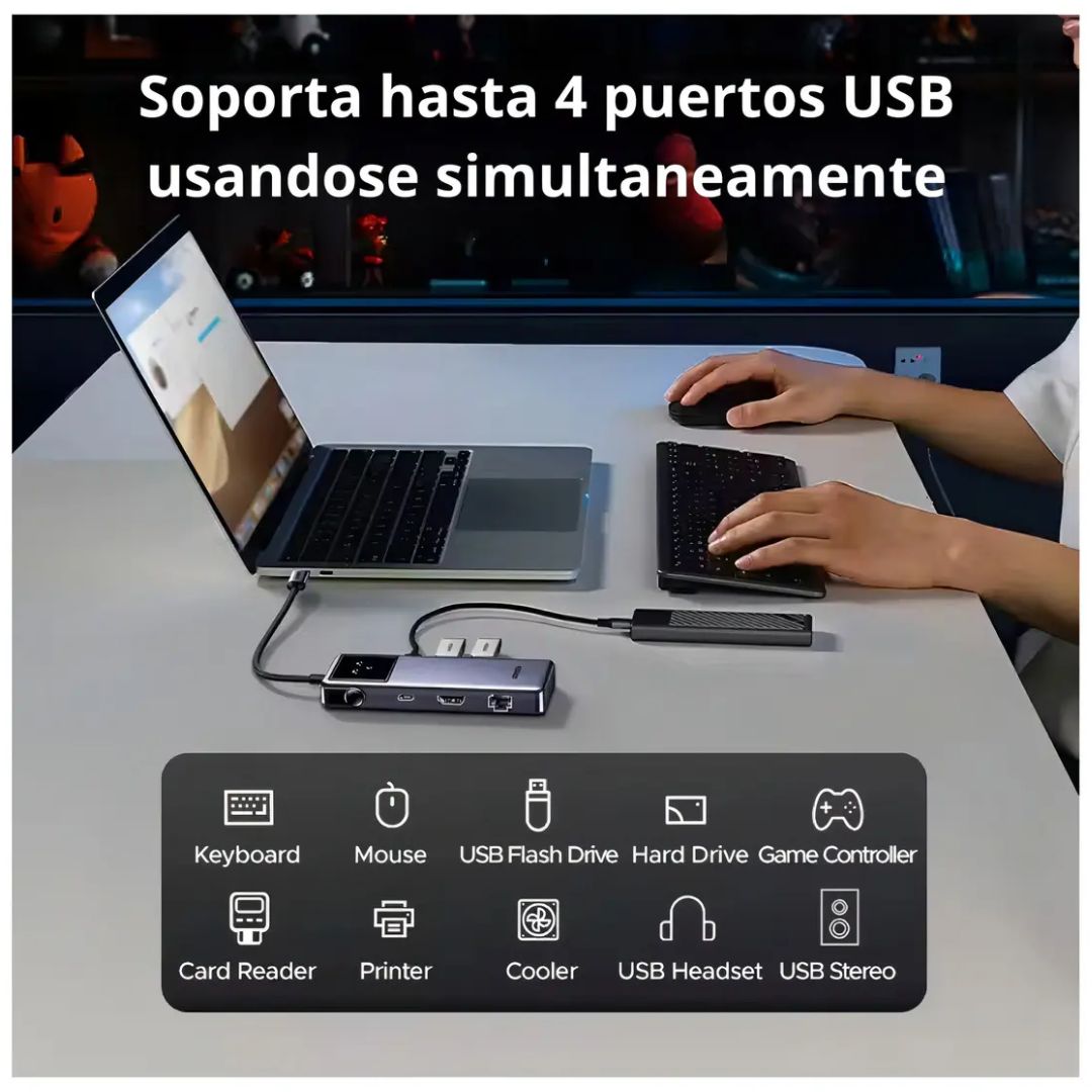 Hub USB-C 7 en 1 UGREEN CM888 HDMI 4K60Hz PD100W Ethernet