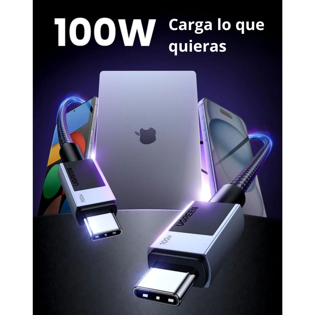 Cable USB-C a USB-C UGREEN 100W 5A Power Delivery 2 Metros Carga Rápida L512