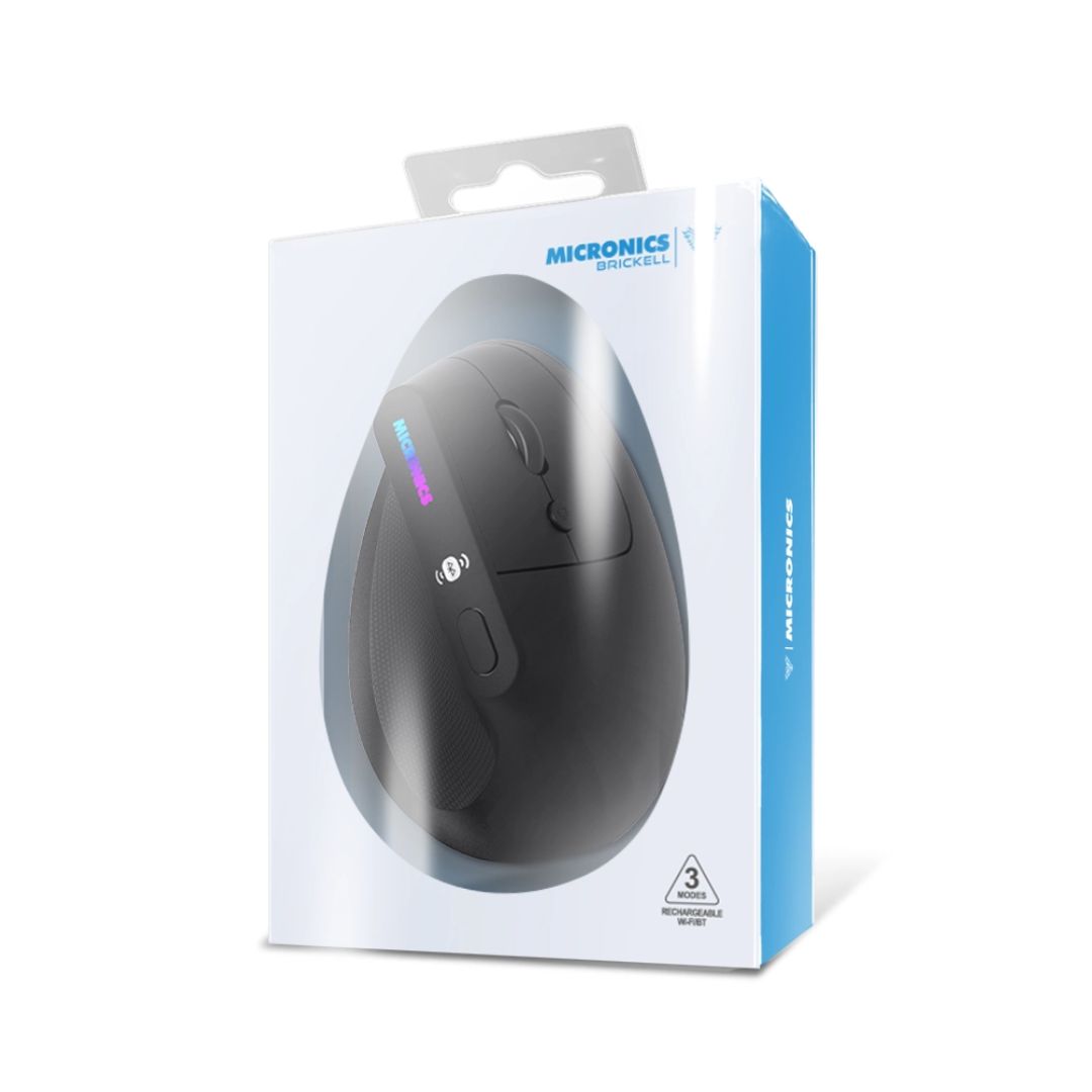 Mouse Vertical Ergonómico Micronics M755 Bluetooth 2.4GHz Recargable 3200 DPI