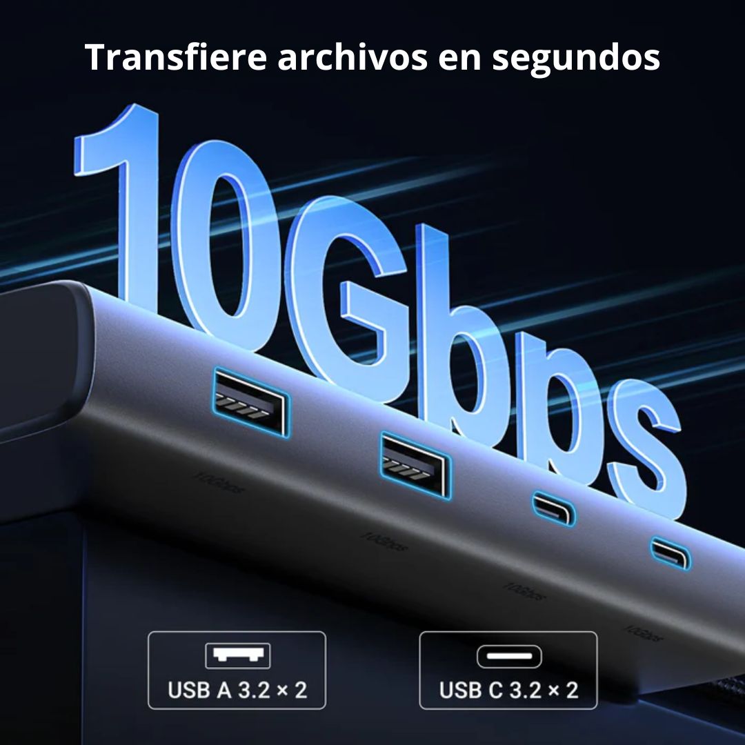 Hub USB-C UGREEN 8 en 1 Triple Pantalla 4K HDMI DisplayPort 100W 10Gbps CM639