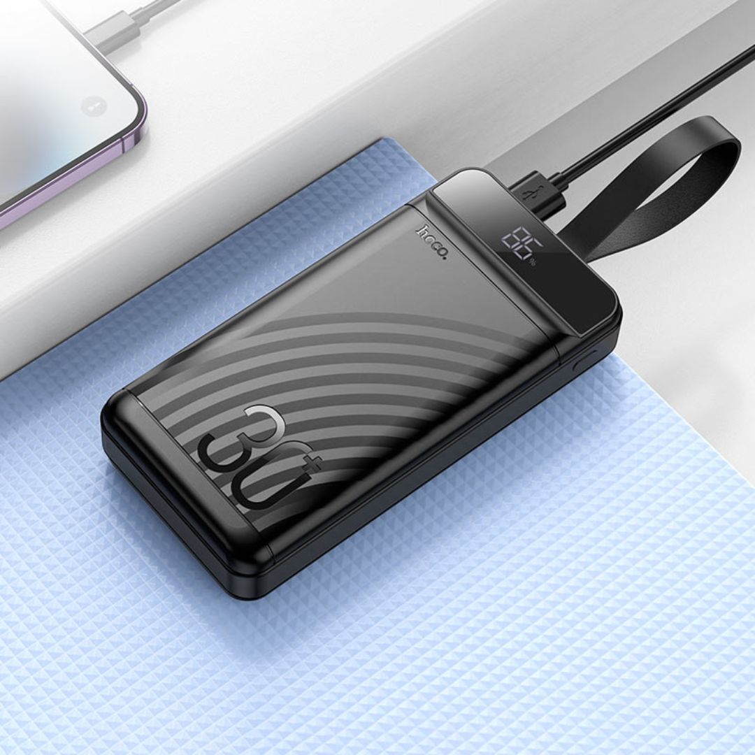 Power Bank 30000 mAh Hoco J123B con Carga Rápida 22.5W PD 20W Pantalla LED y Linterna