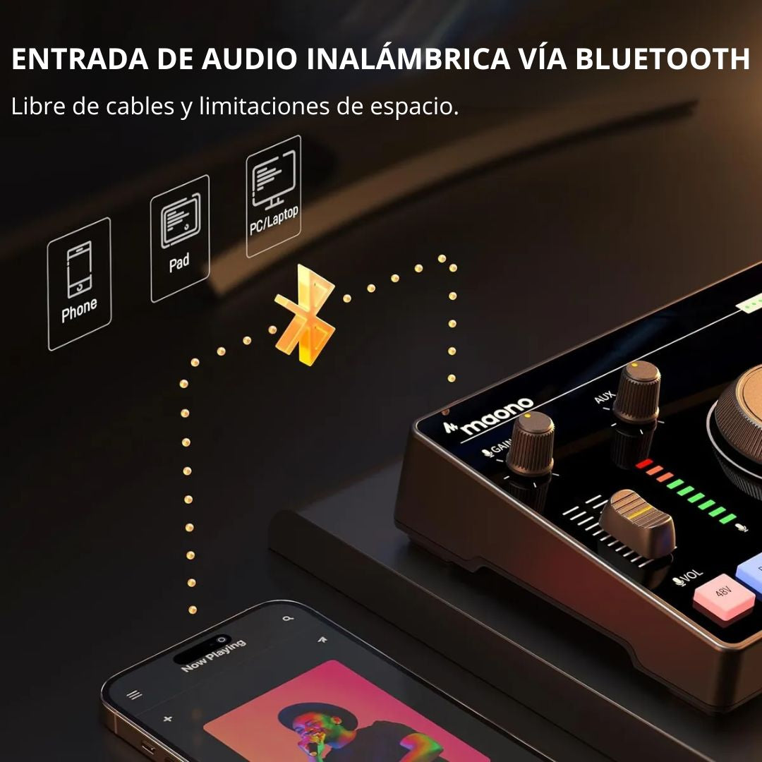 Interfaz de Audio y Mezclador Maonocaster AMC2 NEO XLR 48V USB-C Bluetooth
