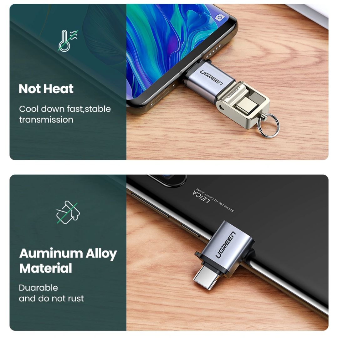 Adaptador USB-C a USB 3.0 UGREEN US270 OTG 5Gbps Gris Espacial