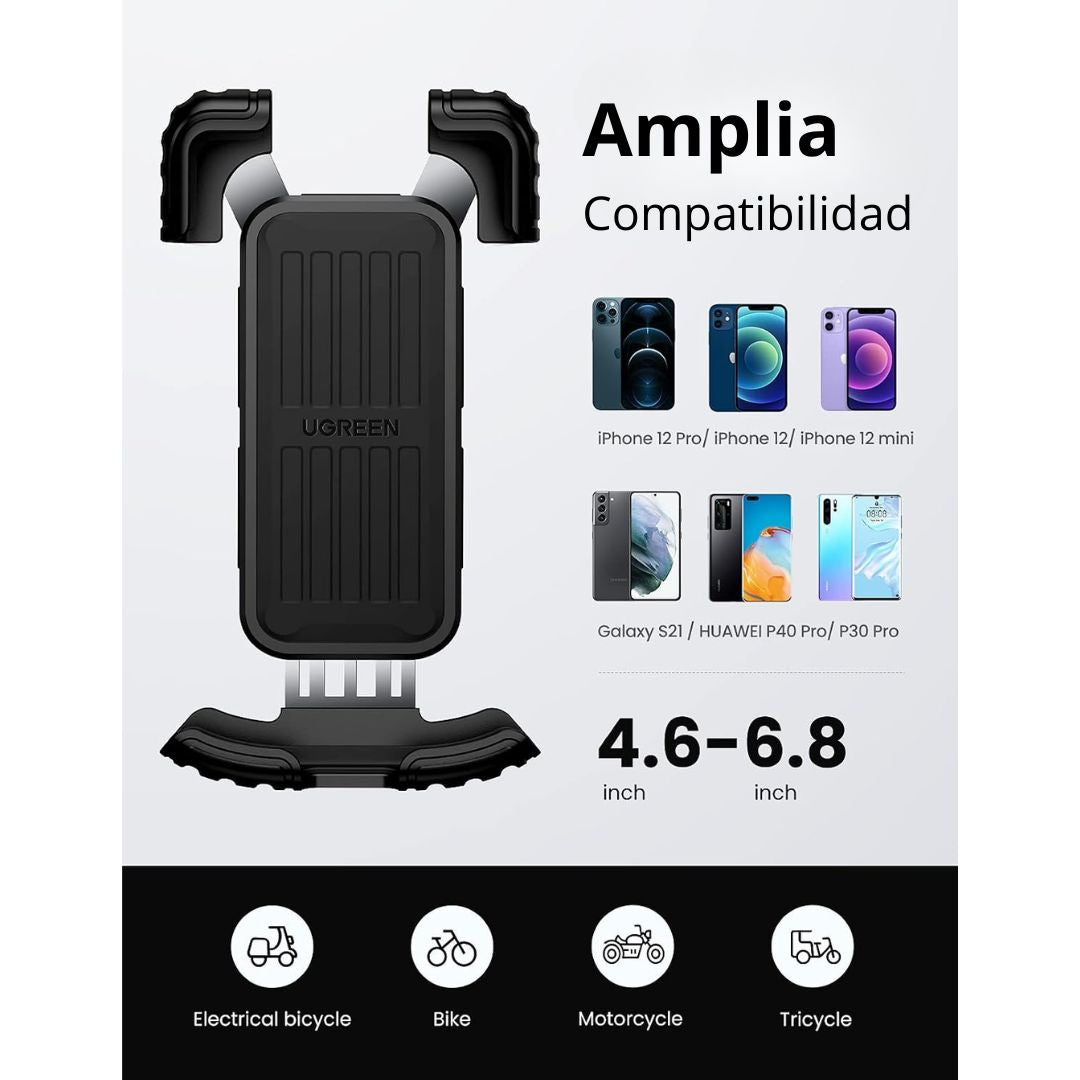 Soporte de Celular para Bicicleta UGREEN LP494 Manillar 360° hasta 6.8”