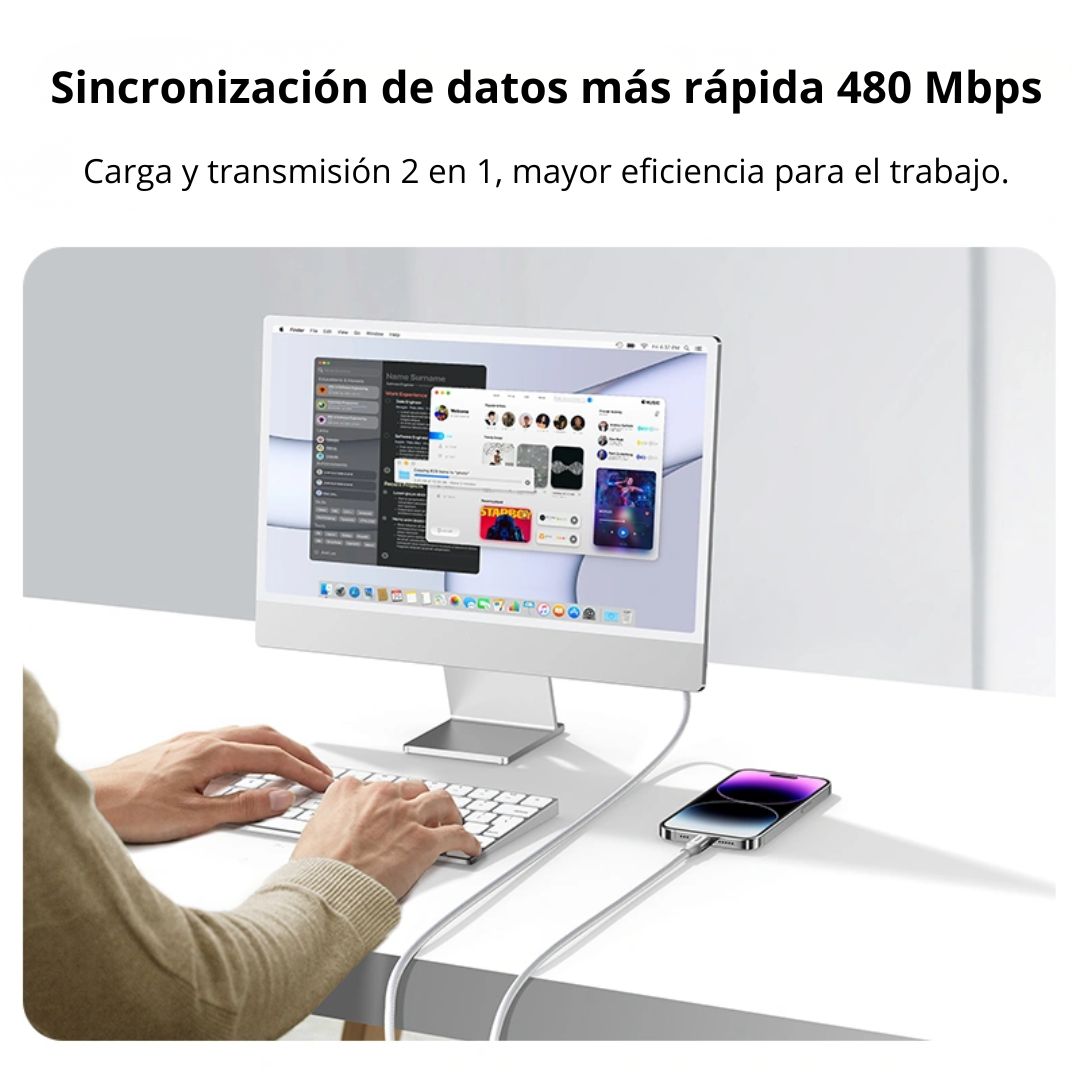 Cable USB-A a Lightning UGREEN US199 1m MFi 2.4A Trenzado 2.4A para iPhone y iPad