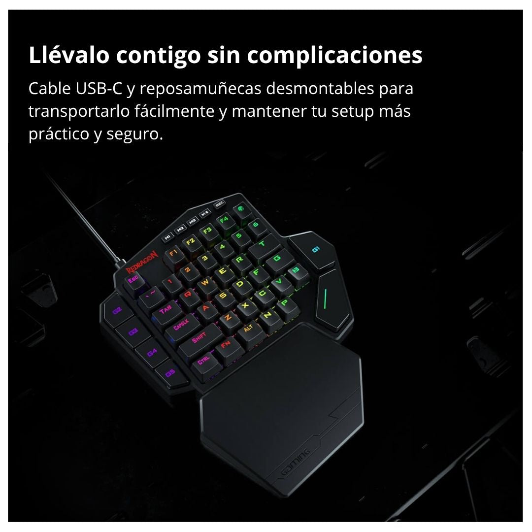 Teclado Mecánico Gamer Redragon DITI RGB Una Mano con Macros