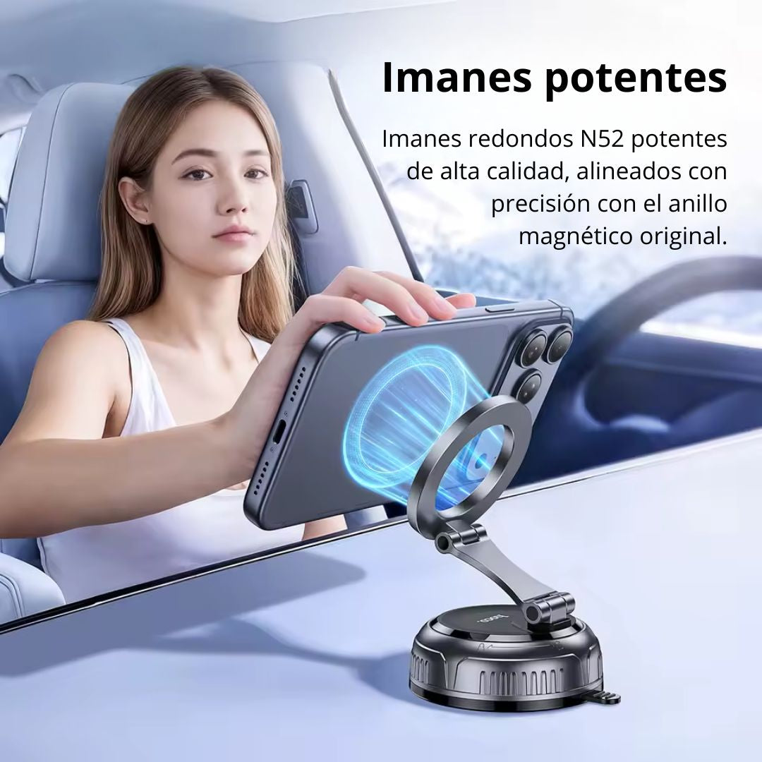 Soporte Magnético para Celular Hoco H92 con Ventosa de Succión y Rotación 360° para Auto