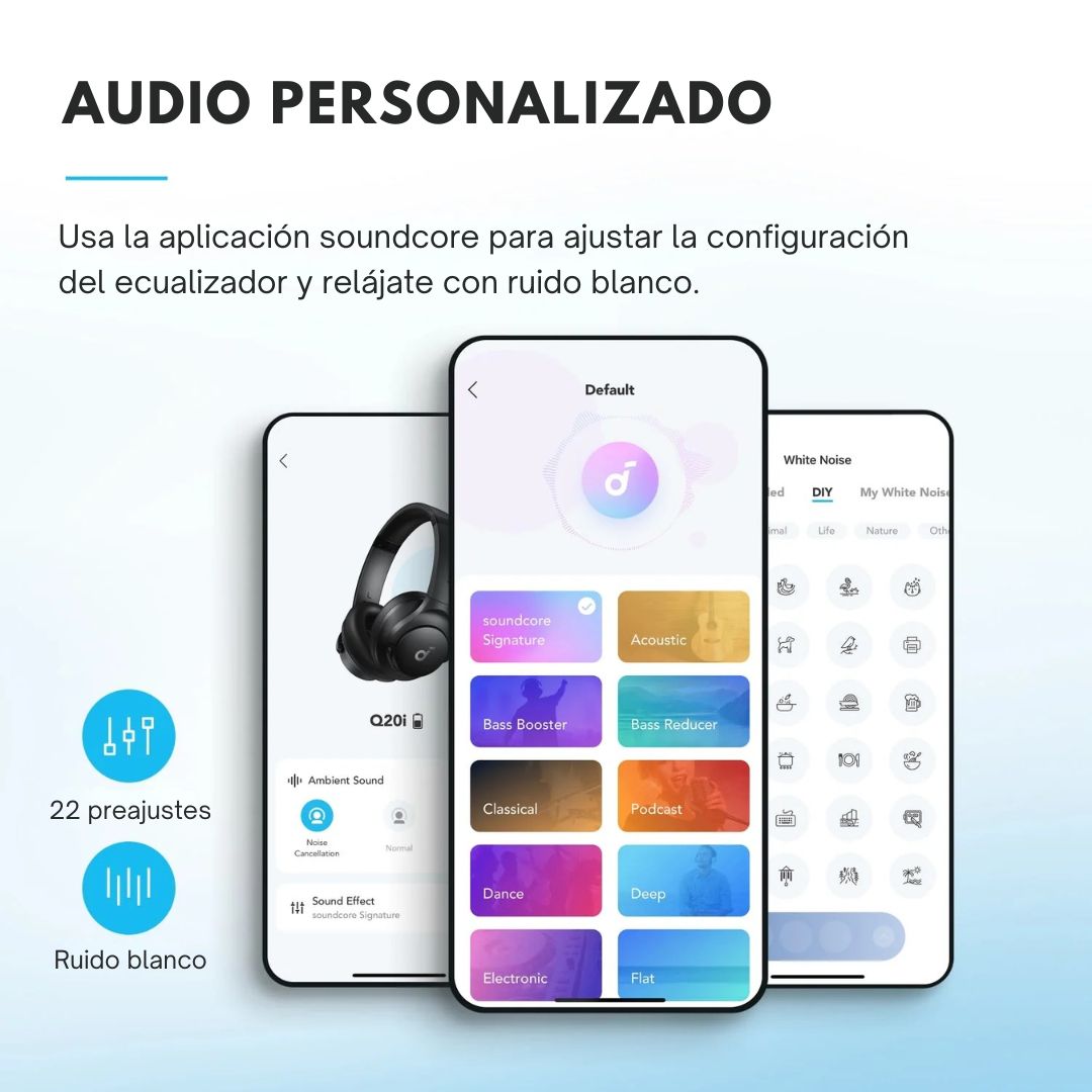 Audífonos Bluetooth Soundcore Q20i ANC 60h Hi-Res Multipunto