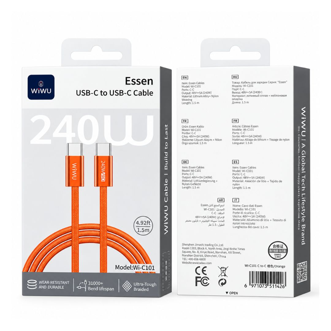 Cable USB-C a USB-C WIWU Essen Wi-C101 240W PD 1.5m