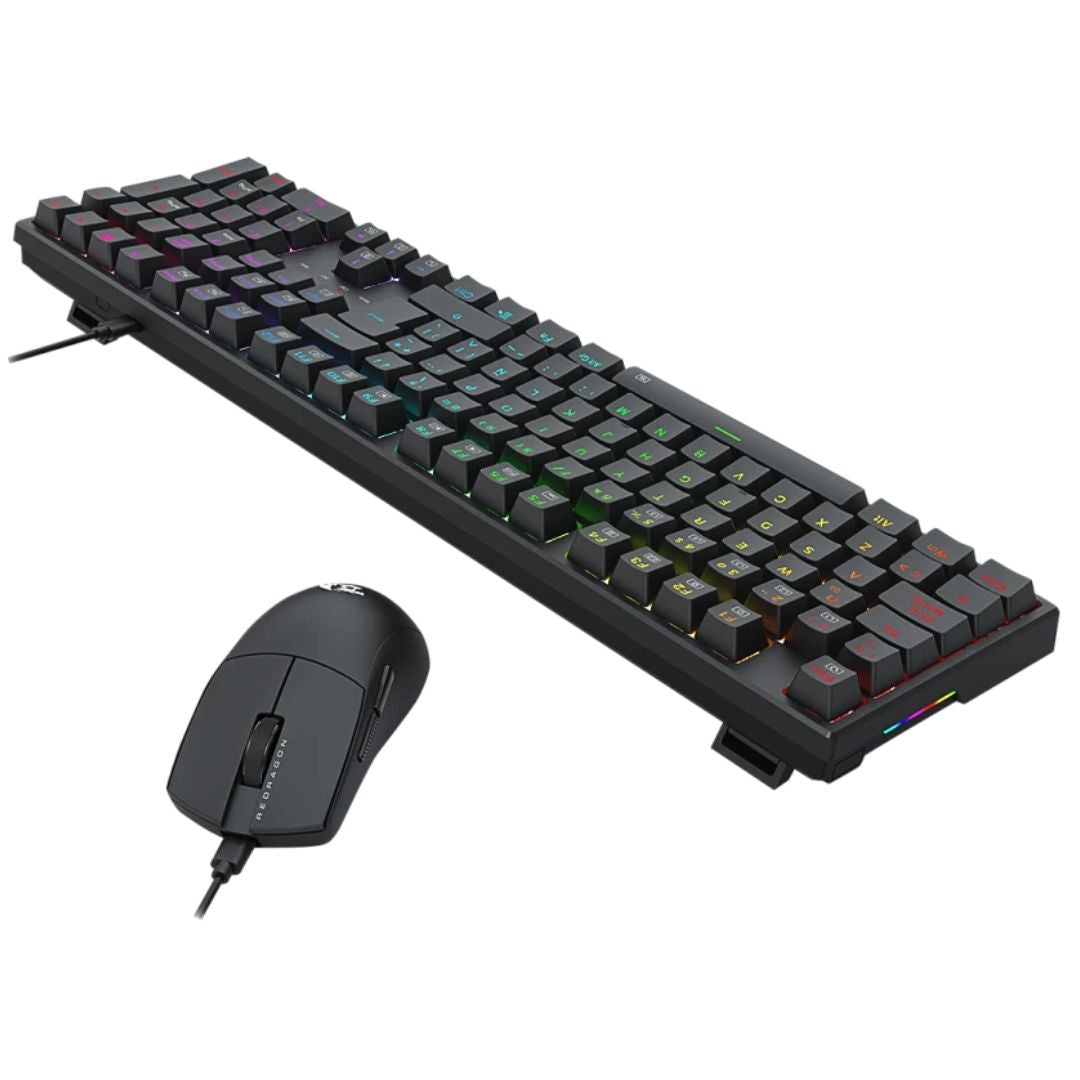 Combo Gamer Redragon S145 Teclado Mecánico RGB y Mouse 12400 DPI con Cable para PC