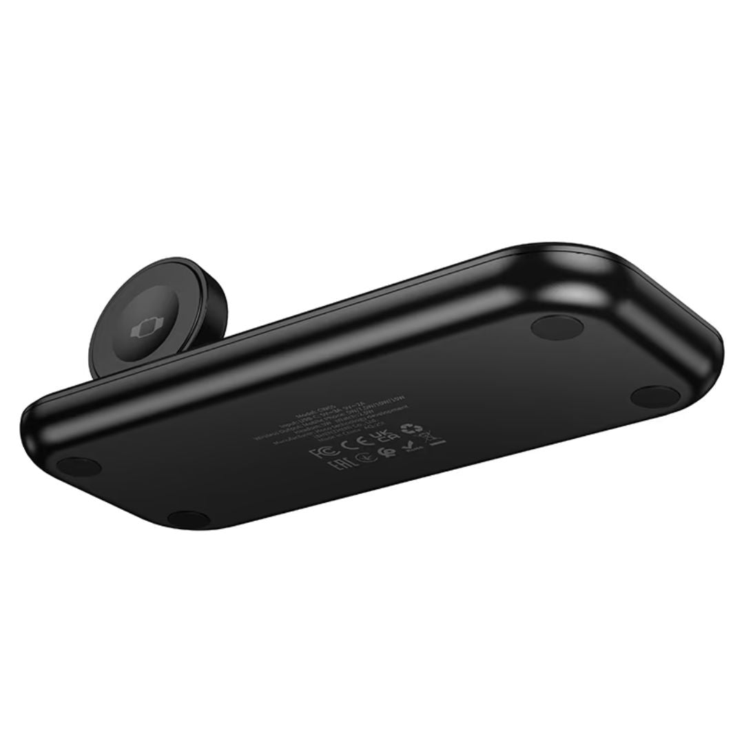 Cargador Inalámbrico Hoco CW65 3 en 1 15W para Celular Audífonos y Apple Watch