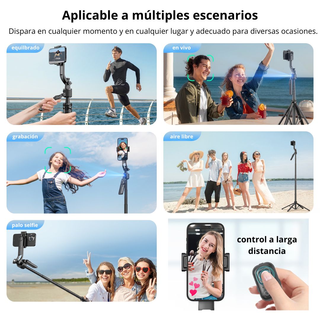 Trípode Inteligente con Seguimiento Facial 360° para Celular con Control Remoto Miccell VQ-MC03