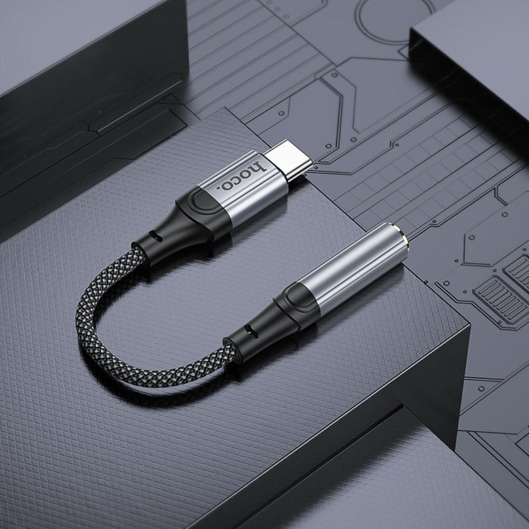 Adaptador USB Tipo C a Jack 3.5 mm Hoco LS36 para Audífonos Micrófono y Llamadas