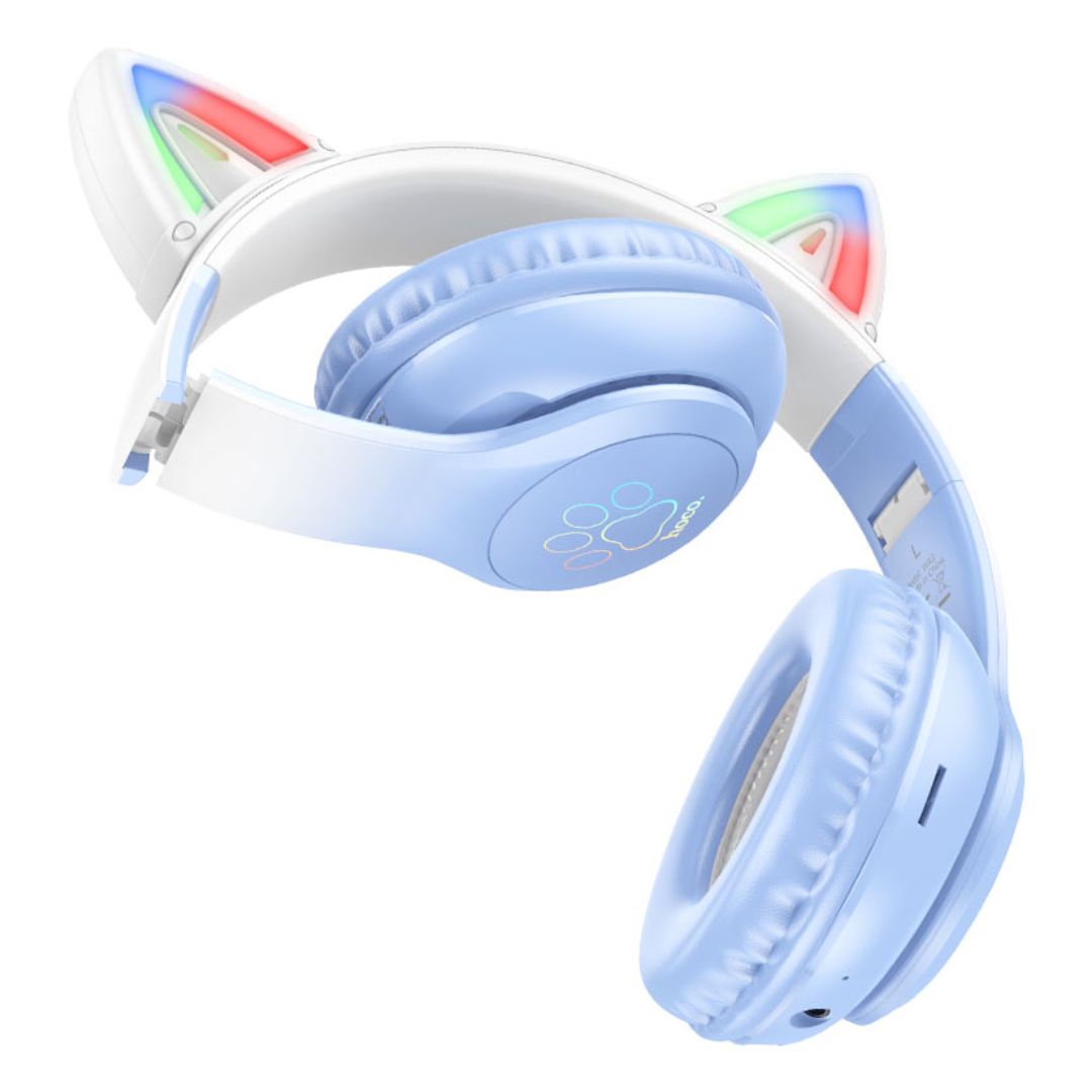 Audífonos Bluetooth Hoco W42 Cat Ears con Luces RGB TF AUX y Micrófono