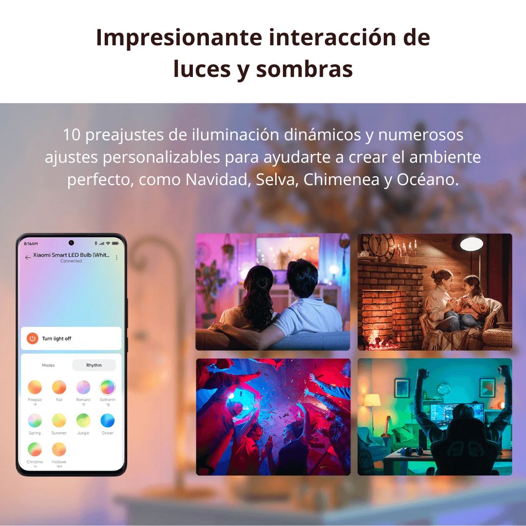 Foco Inteligente Xiaomi LED E27 RGB WiFi Compatible Alexa y Google Home