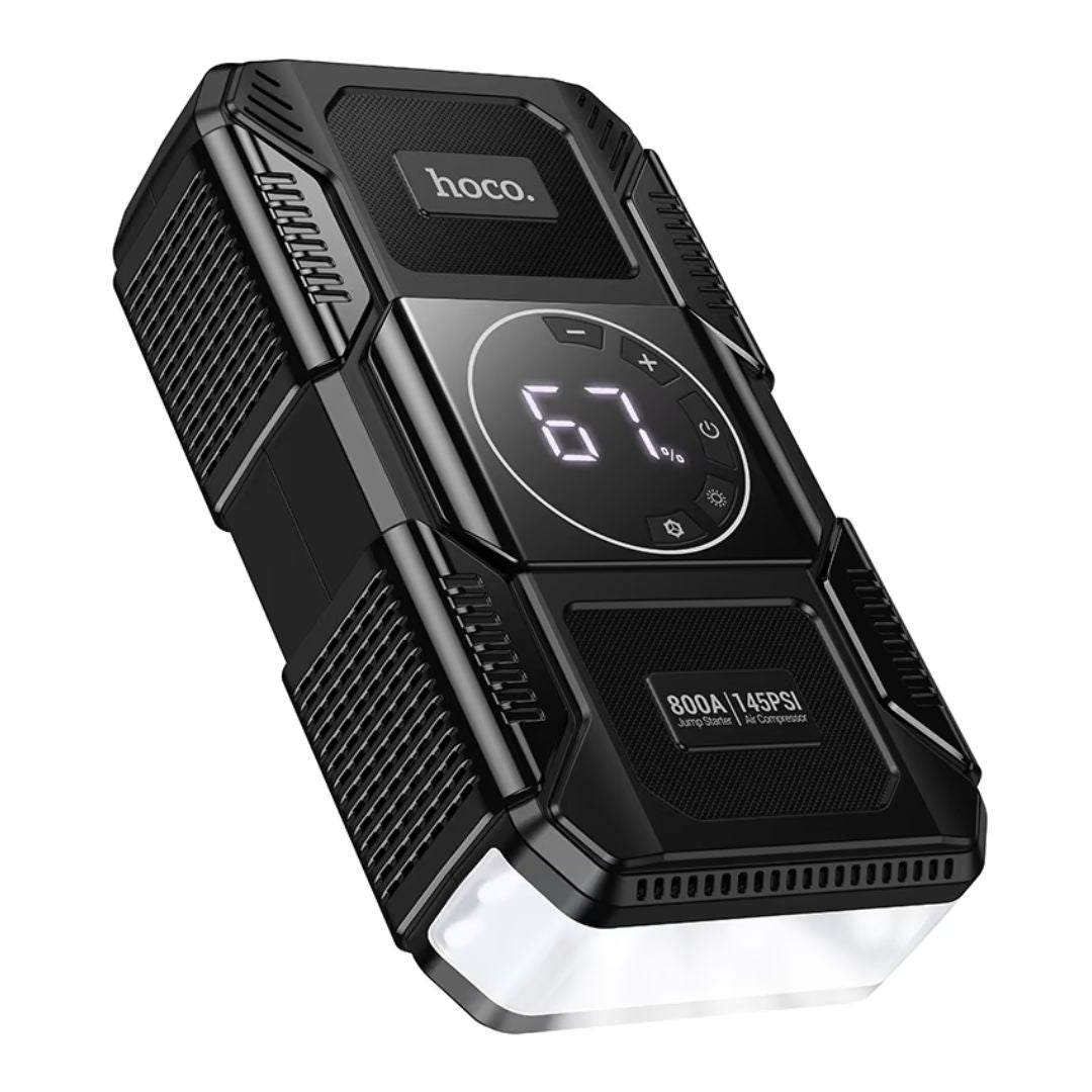 Arrancador de Batería Hoco QS6 800A con Inflador de Llantas 145 PSI y Power Bank 8000mAh