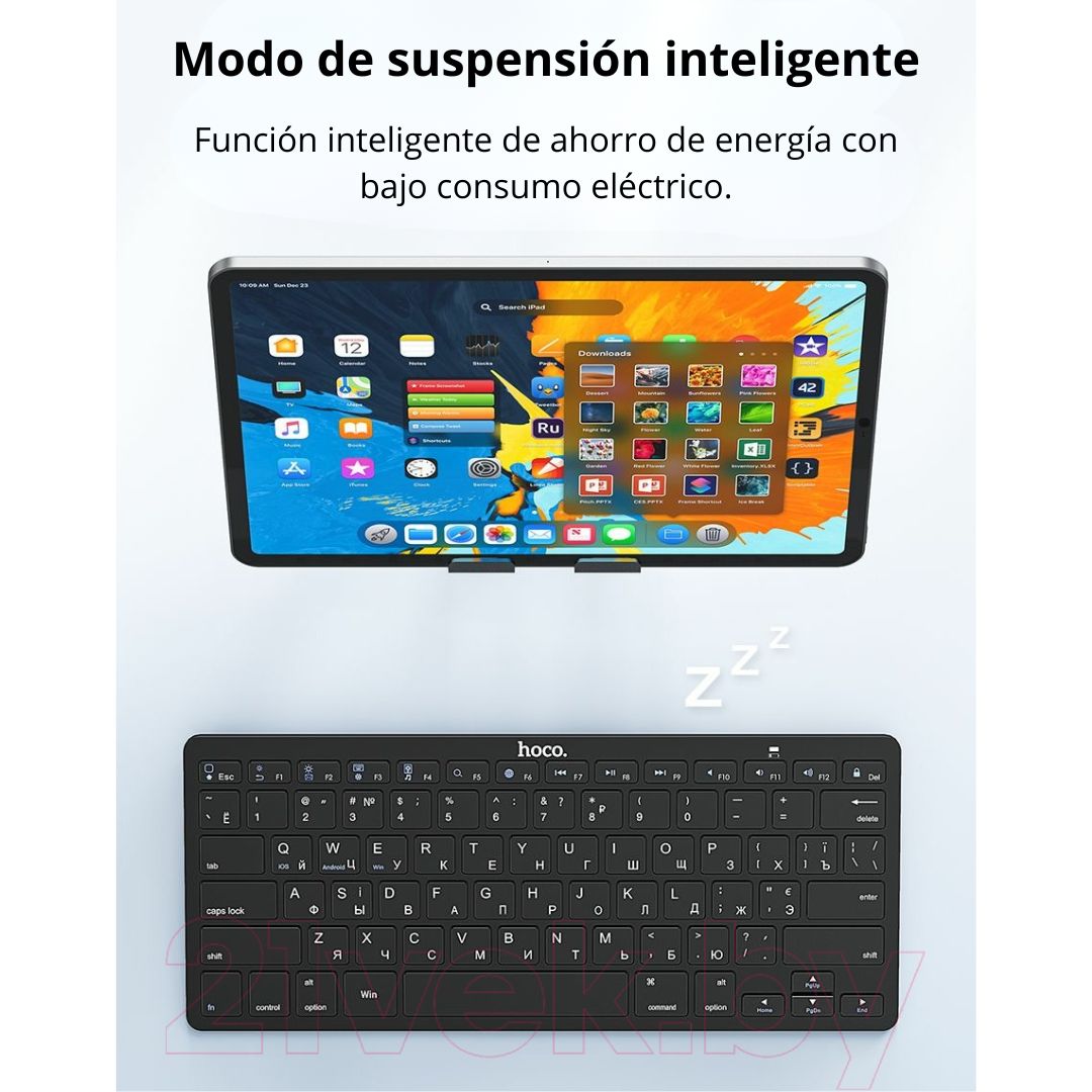 Teclado Inalámbrico Bluetooth Hoco DI18 Recargable con Modo Dual 2.4G para PC Laptop Tablet y Celular