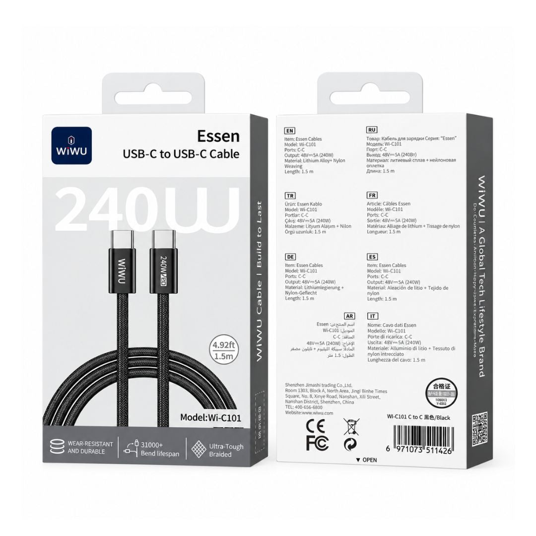 Cable USB-C a USB-C WIWU Essen Wi-C101 240W PD 1.5m
