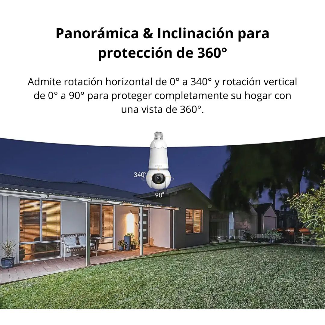 Foco Cámara WiFi IMOU Bulb Cam 3MP E27 360° con Visión Nocturna Color, Detección de Personas y Vehículos